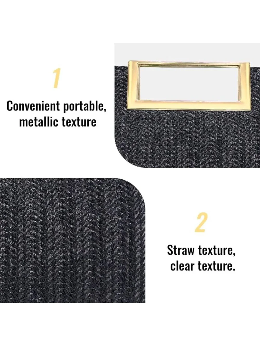 Stylish Women's Straw Raffia Clutch Purse, Woven Handbag with Crossbody Strap